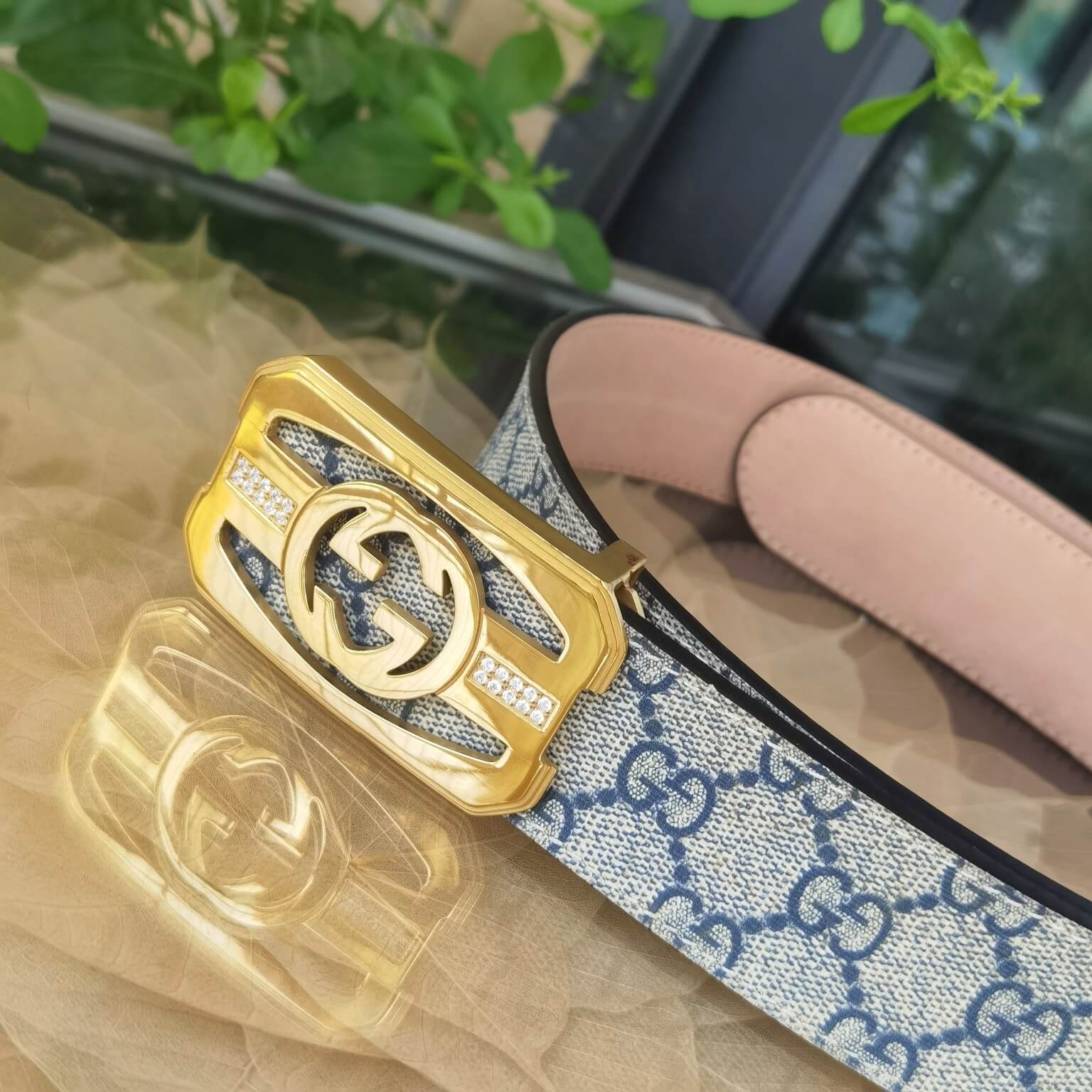 VBS BELT Cowhide leather white gold buckle wide 3.8cm Popular belt