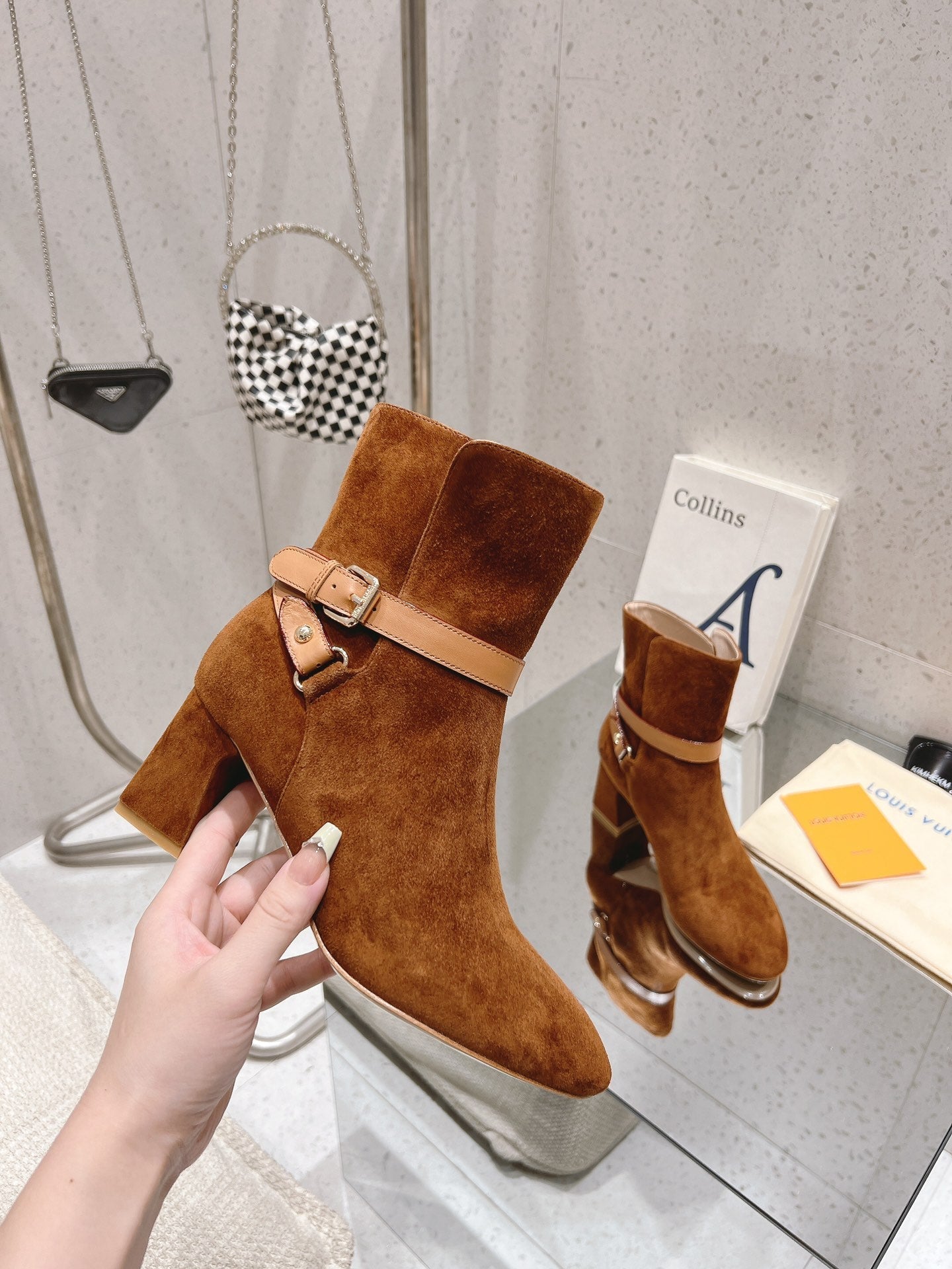 nmb PARISIENNE ANKLE BOOT SUEDE LEATHER BROWN