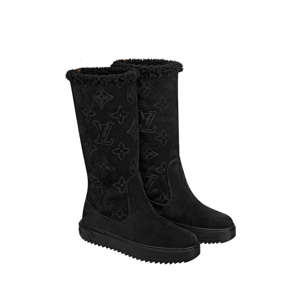 nmb SUEDE MONOGRAM BOOTS BLACK