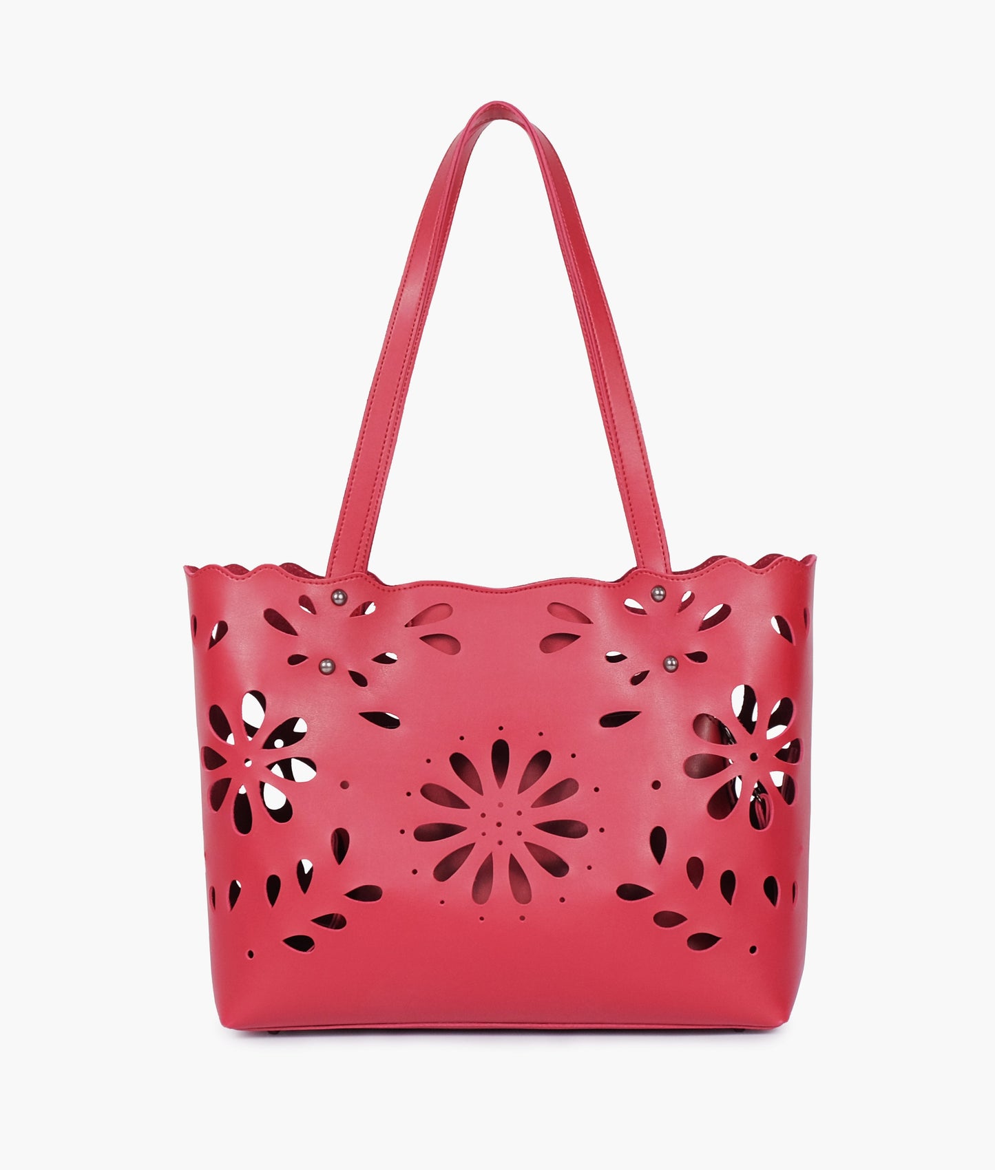 Maroon two-piece floral tote
