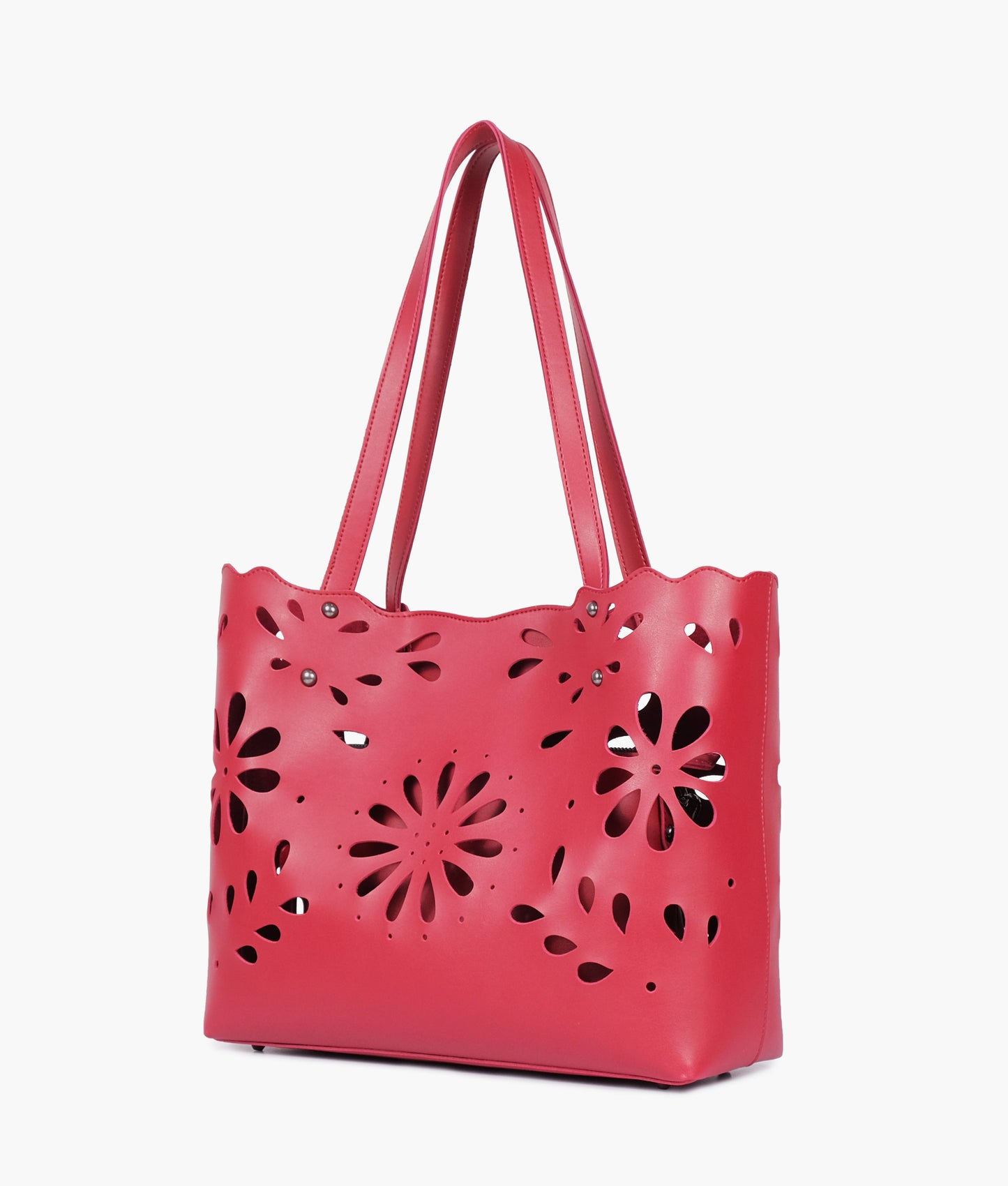 Maroon two-piece floral tote