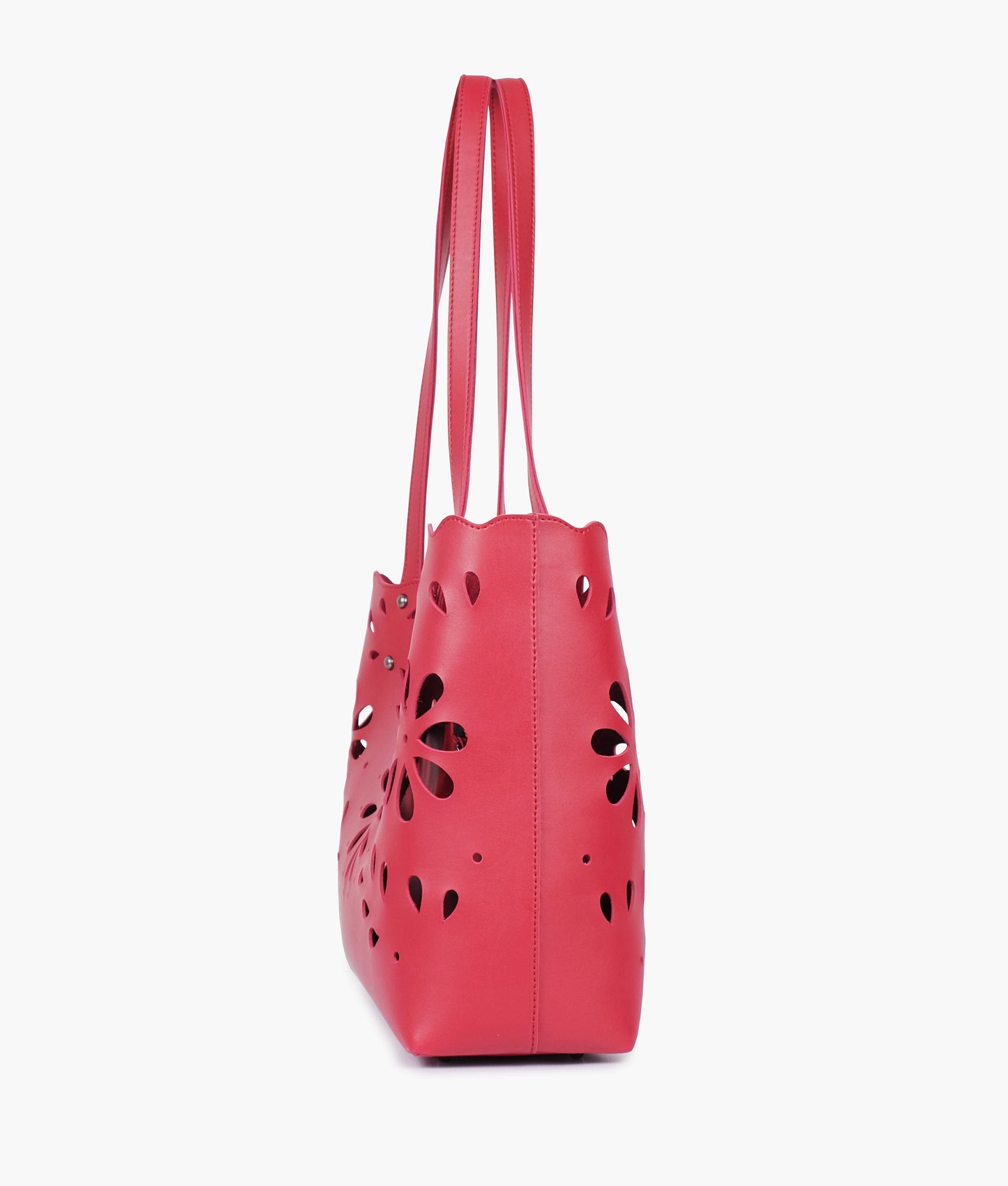 Maroon two-piece floral tote