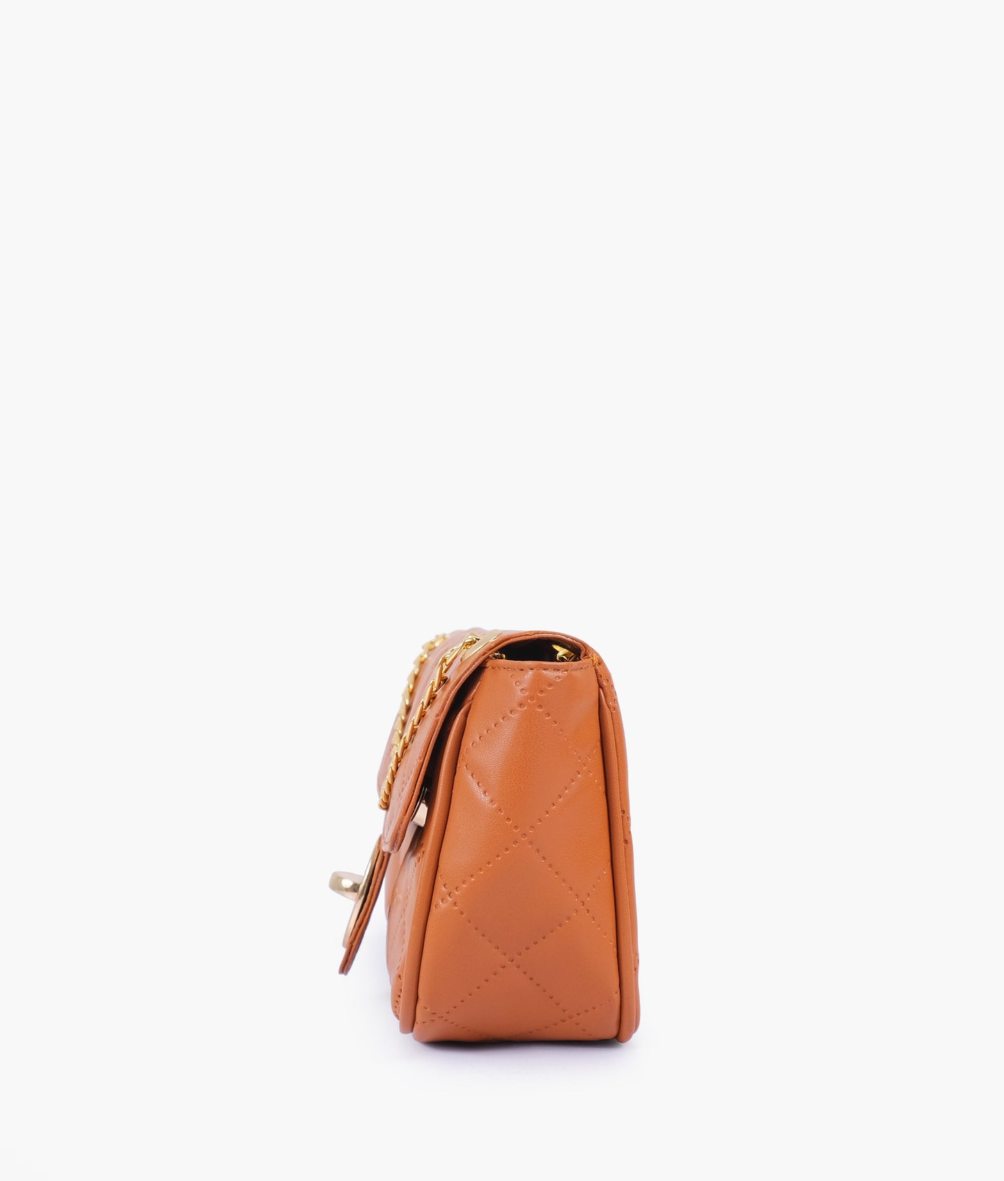 Mustard quilted small shoulder bag with chain