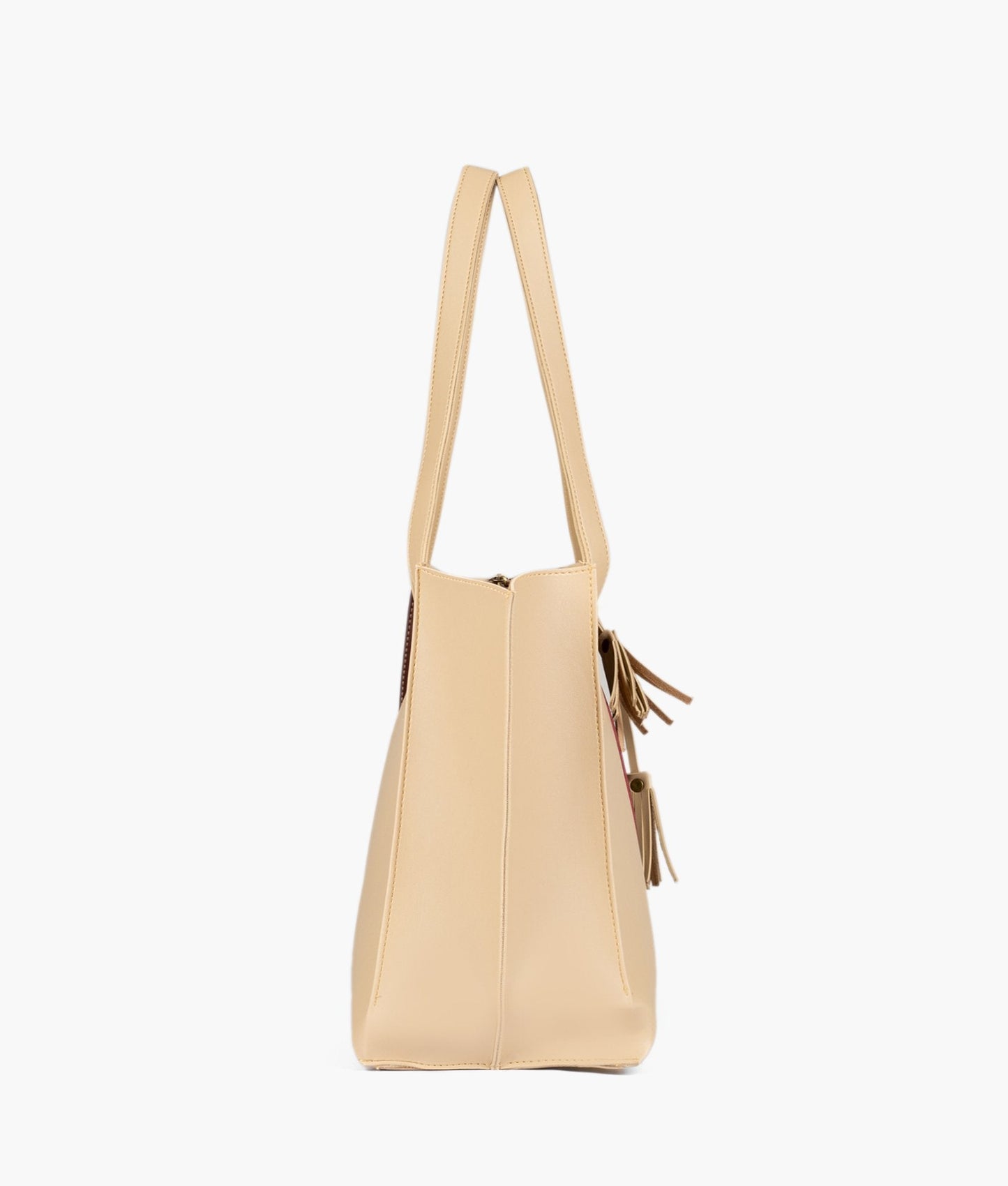 Off-white and burgundy over the shoulder tote bag