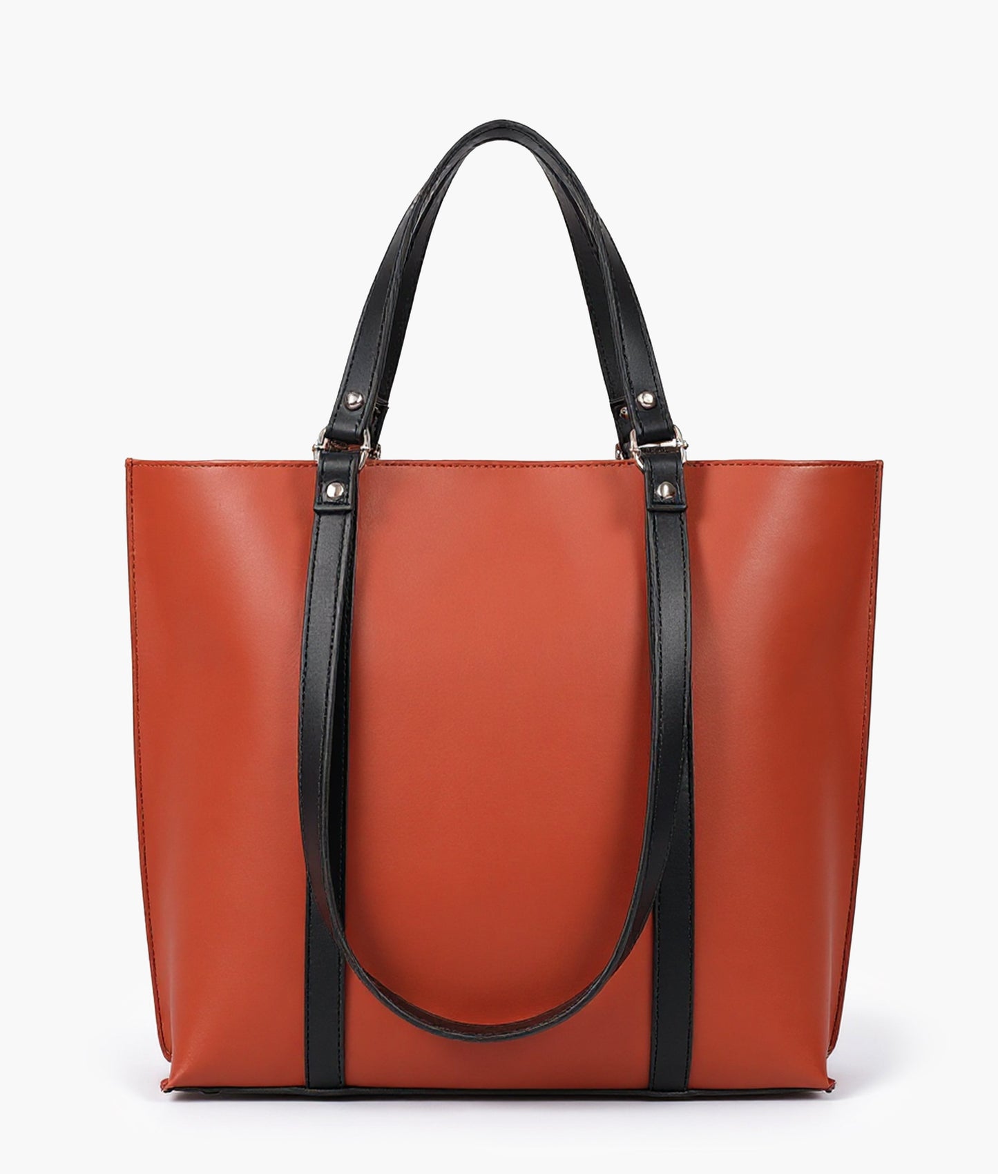 Rust and black double-handle tote bag