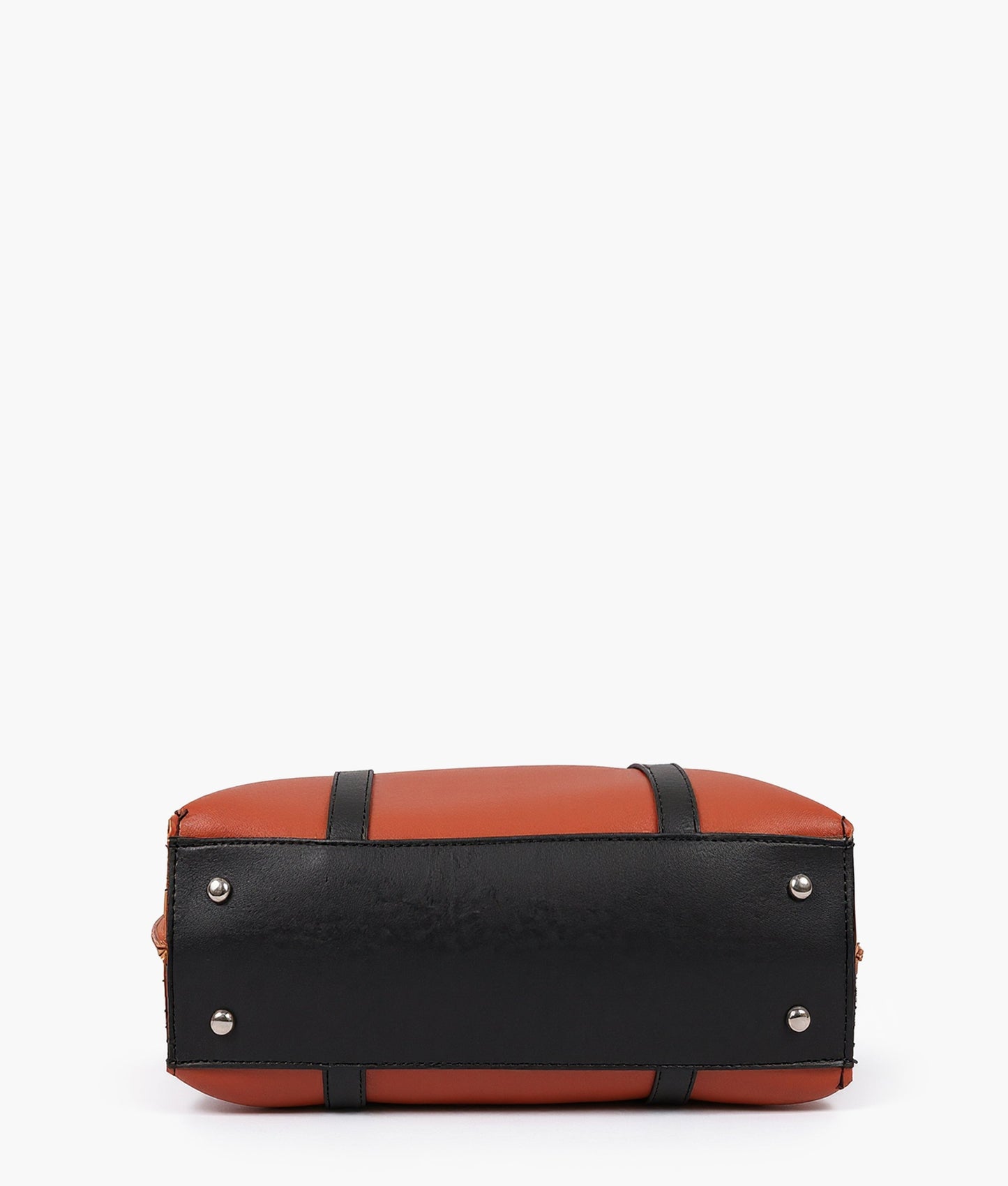 Rust and black double-handle tote bag