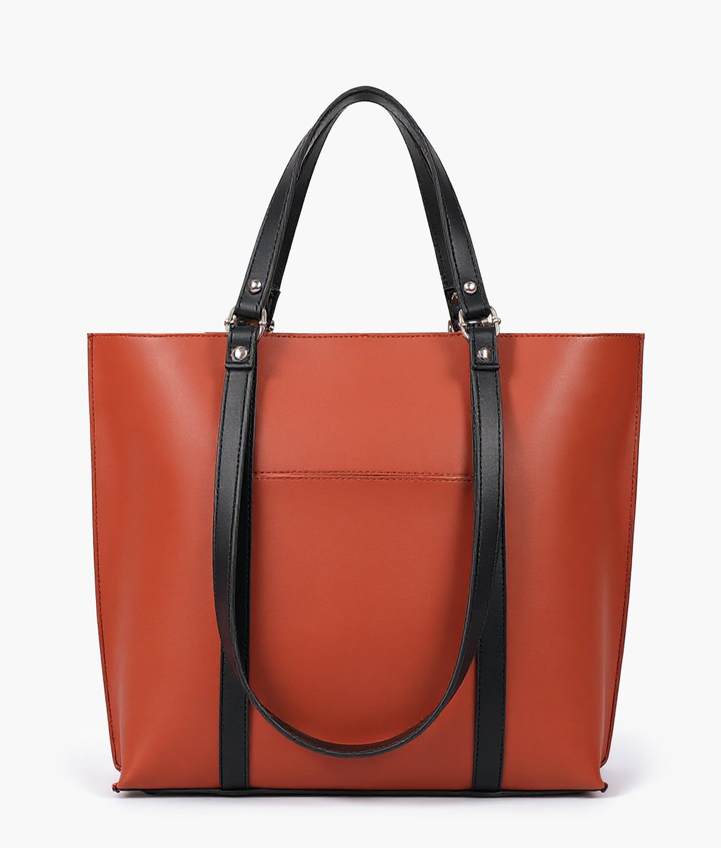 Rust and black double-handle tote bag