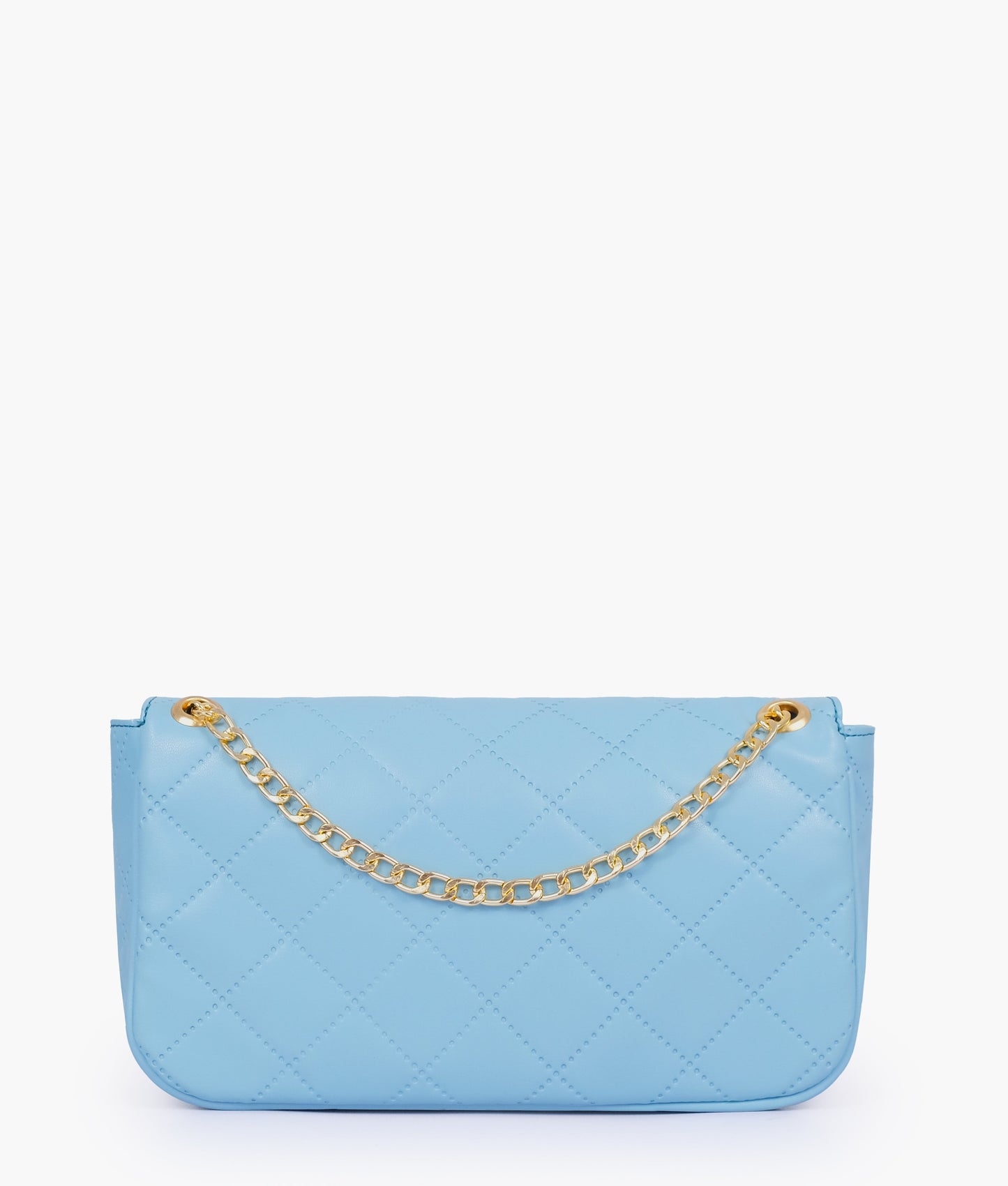 Sky blue quilted small shoulder bag with chain