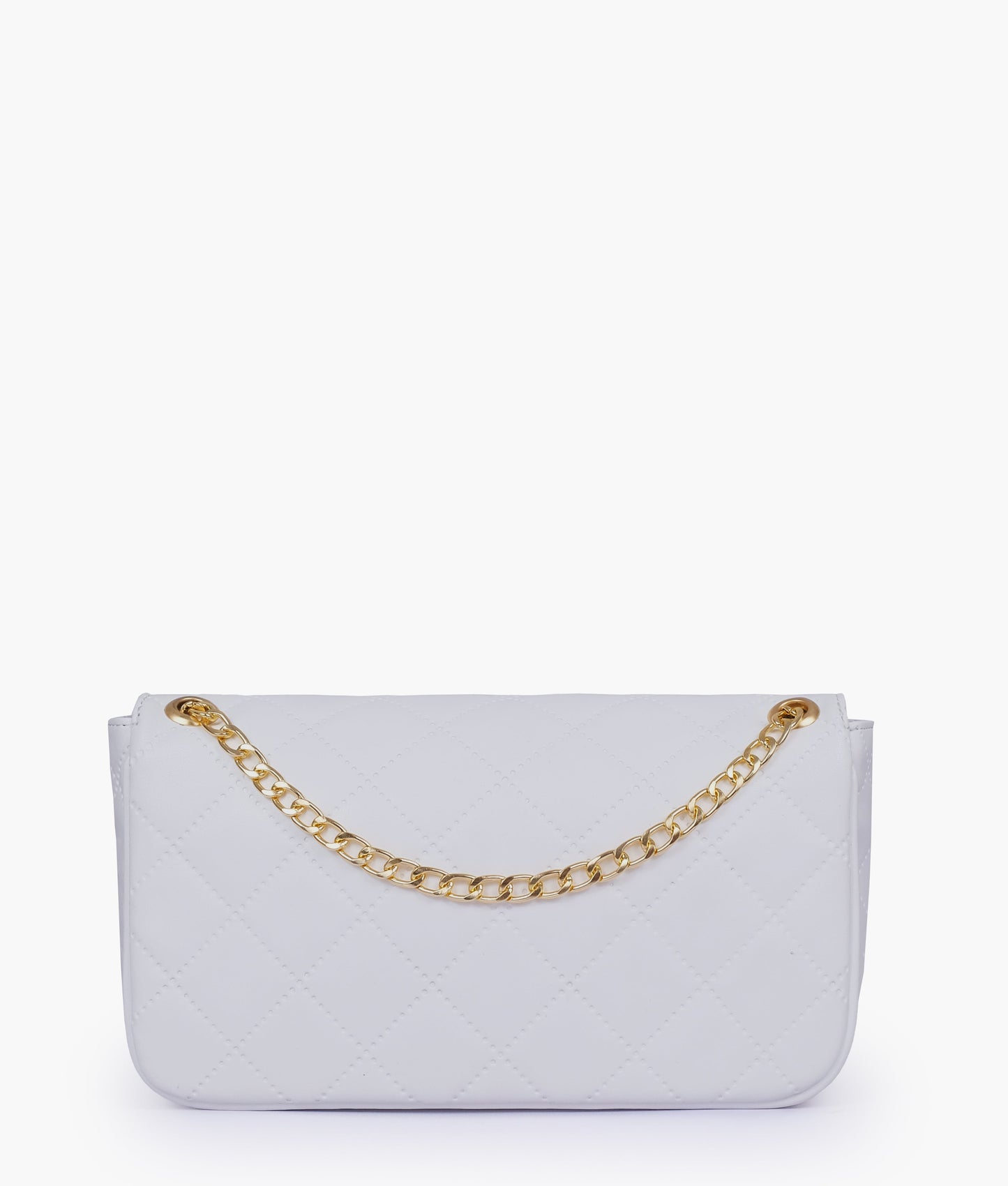 White quilted small shoulder bag with chain