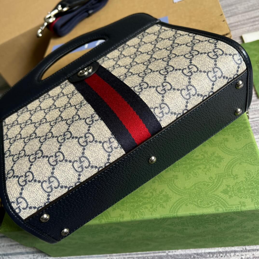 VBS693724 shoulder bag blue/pvc?white/pvc?coffee brown/pvc Leather