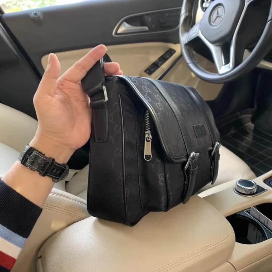VBS3398-6 Men's bag shoulder bag black cross body bags black cowhide